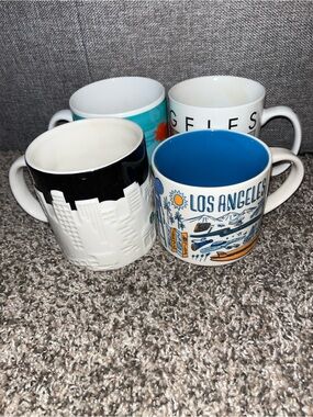 Set of 4 Los Angeles Starbucks Collectors Mugs